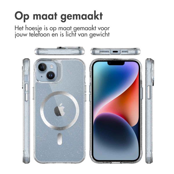 imoshion Clear Glitter Backcover met MagSafe Apple iPhone 14 - Zilver