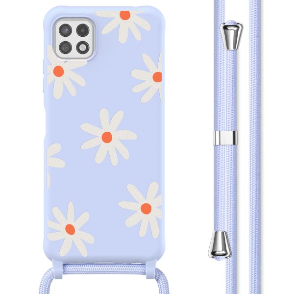 imoshion Siliconen design hoesje met koord Samsung Galaxy A22 (5G) - Lila Flower Distance