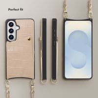 Selencia Nova Croco Phone Case with Cord and Card Holder Samsung Galaxy S26 - Beige