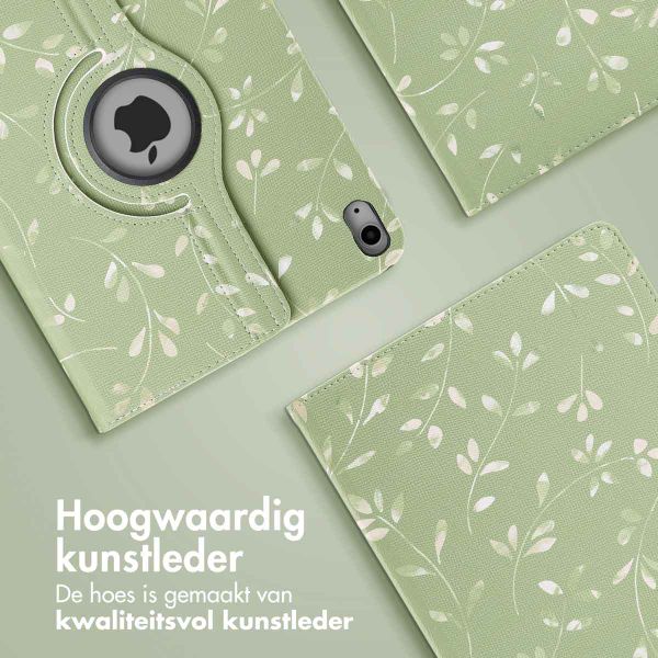 imoshion 360° Draaibare Design Bookcase Apple iPad 11 (2025) 11 inch A16 / iPad 10 (2022) 10.9 inch - Green Flowers