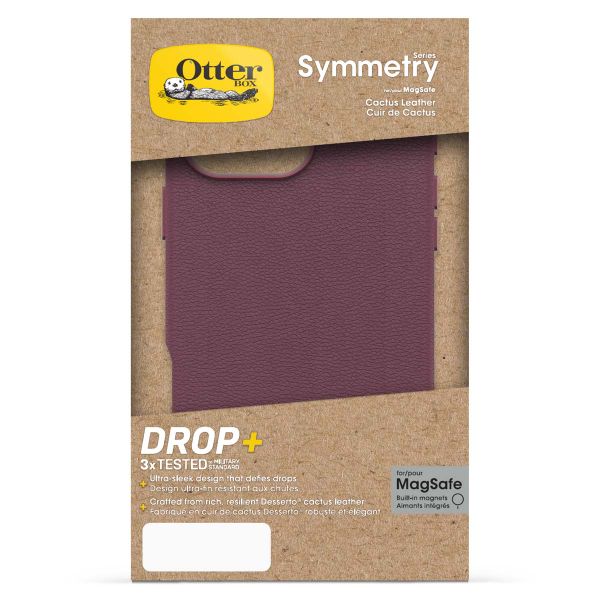OtterBox Symmetry Cactus leren Backcover met MagSafe Apple iPhone 16 Pro Max - Maroon Bells