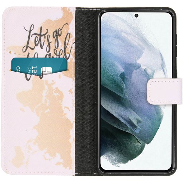 imoshion Design Softcase Bookcase Galaxy S21 - Let's Go Travel White