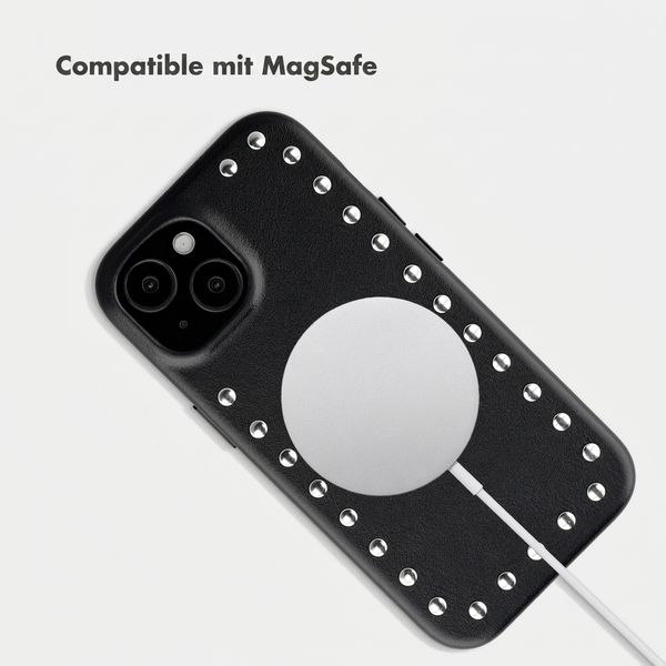 Selencia Studs Back Cover with MagSafe Apple iPhone 15 - Velvet Black