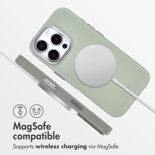 Accezz Leather Back Cover with MagSafe Apple iPhone 16 Pro - Light Grey