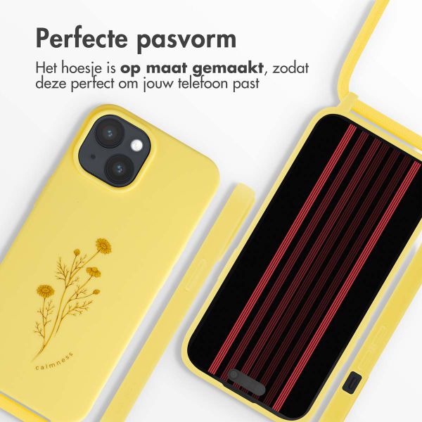 imoshion Siliconen design hoesje met koord iPhone 15 - Flower Yellow