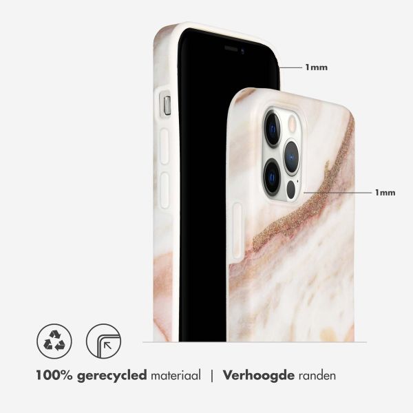 Selencia Aurora Fashion Backcover iPhone 12 (Pro) - Duurzaam hoesje - 100% gerecycled - Wit Marmer