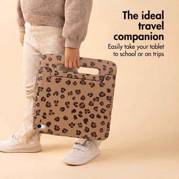imoshion Kidsproof Design Back Cover with Handle Apple iPad 11 (2025) 11 inch A16 / iPad 10 (2022) 10.9 inch - Leopard Print