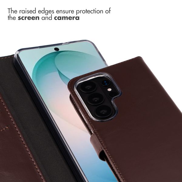 Selencia Genuine Leather Book Case Samsung Galaxy S26 Ultra - Brown