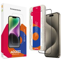 Accezz Gehard Glas Full Cover Screenprotector met applicator Apple iPhone 15 Pro