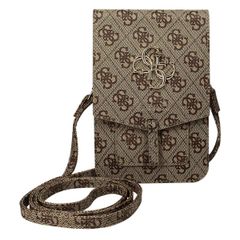 Guess Crossbody Telefoontasje - Smartphone schoudertasje met riem 4G Logo - Bruin