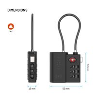 Fixed Tag Lock met Apple Find My Support - TSA reisslot voor de koffer - Zwart