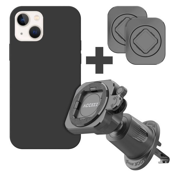 Accezz EasyLock telefoonhouder auto - inclusief hoesje Apple iPhone 14 - Ventilatierooster - 360 graden draaibaar - Zwart