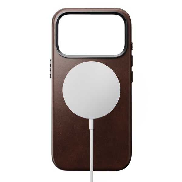 Nomad Traditional Horween Leather Backcover met MagSafe Apple iPhone 17 Pro - Rustic Brown
