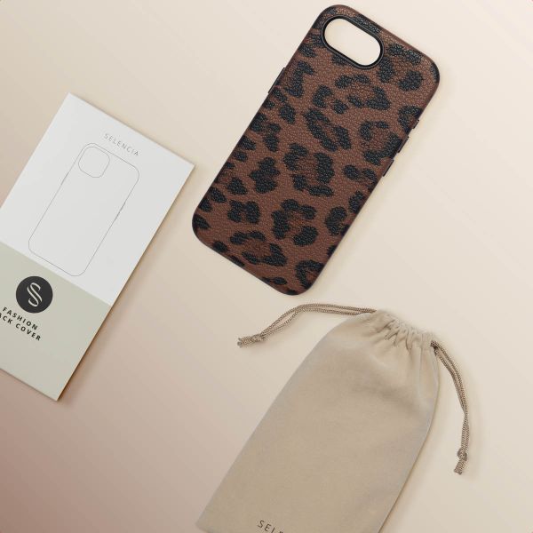 Selencia Sabi Back Cover Panther Print with MagSafe Apple iPhone 17e / 16e - Mocha Brown