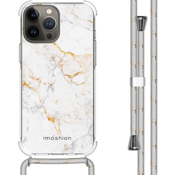 imoshion Design hoesje met koord iPhone 13 Pro Max - White Marble