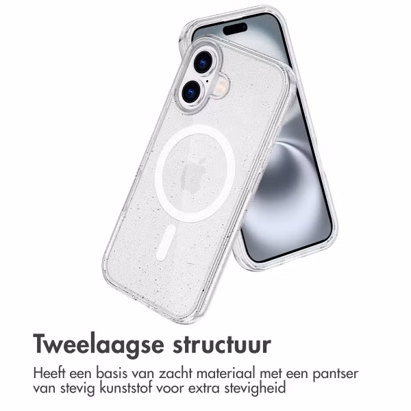 imoshion Sparkle Backcover met MagSafe Apple iPhone 16 - Glitter Transparant