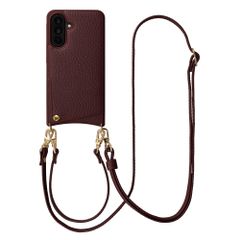 Selencia Nova Croco Telefoonhoes met Koord en Pashouder Samsung Galaxy A36 - Bold Burgundy