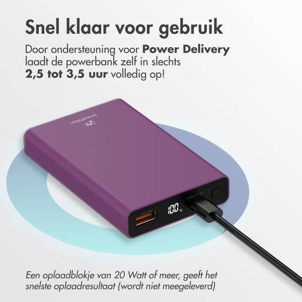 imoshion Ultra Series Aluminium Powerbank 10.000 mAh - Quick Charge en Power Delivery - Aubergine