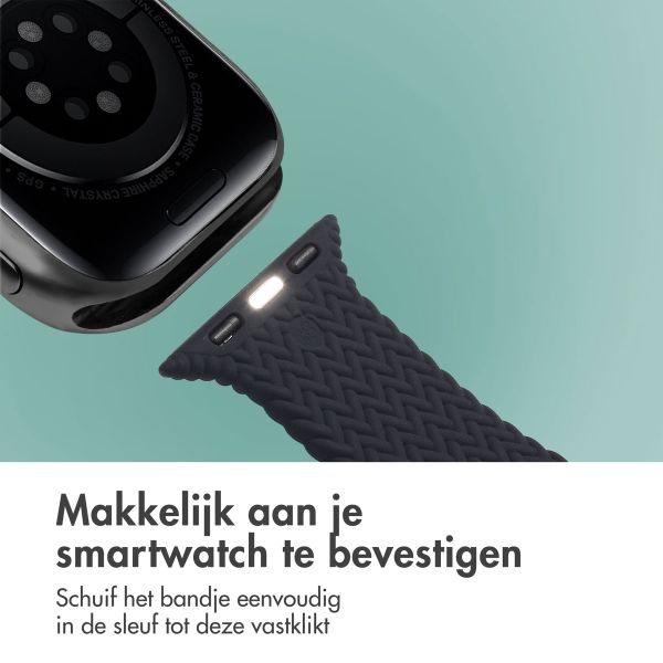 imoshion Siliconen geweven bandje Apple Watch Series 1 t/m 9 / SE (38/40/41 mm) | Series 10 / 11 (42 mm) - Zwart