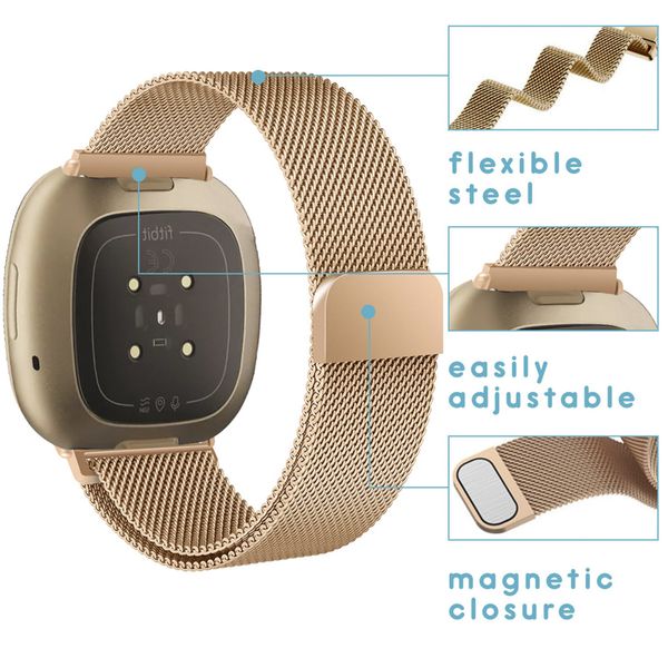 imoshion Milanees magnetisch bandje Fitbit Versa 4/ 3 / Sense (2) - Rosé Goud