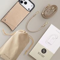 Selencia Nova Croco Phone Case with Cord and Card Holder Apple iPhone 18 Pro / 17 Pro - Beige