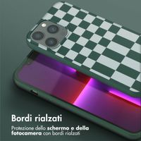 Selencia Siliconen design hoesje met afneembaar koord Apple iPhone 13 Pro Max - Irregular Check Green