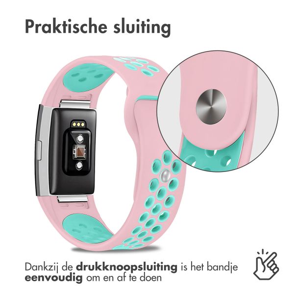 imoshion Siliconen sport bandje Fitbit Charge 2 - Roze  /  Mintgroen