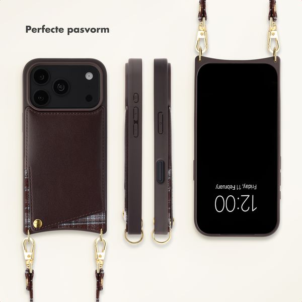 Selencia Nova Telefoonhoes met Koord en Pashouder Apple iPhone 18 Pro Max / 17 Pro Max - Checks