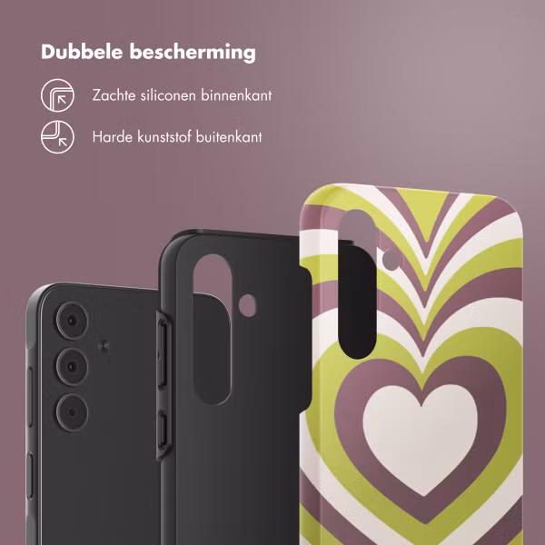 Selencia Vivid Tough Backcover Samsung Galaxy A55 - Double Hearts Plum Fern