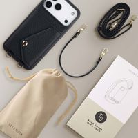 Selencia Sera Telefoonhoes met Koord en Envelop Pashouder Apple iPhone 17 Pro Max - Zwart