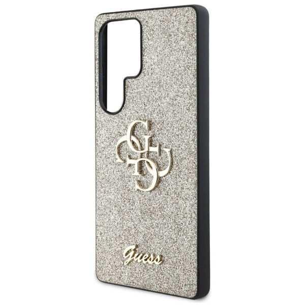 Guess 4G Metal Logo Glitter Backcover Samsung Galaxy S25 Ultra - Goud