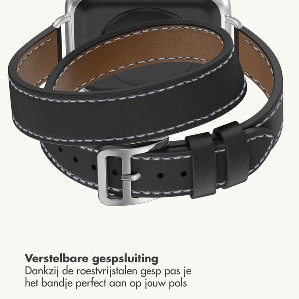 Selencia Élan Double strap bandje Apple Watch | 38/40/41/42 mm - Zwart