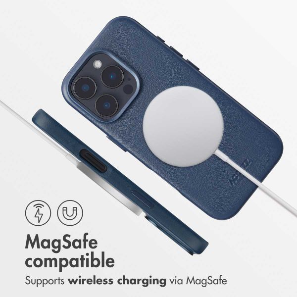 Accezz Leather Back Cover with MagSafe Apple iPhone 16 Pro - Nightfall Blue