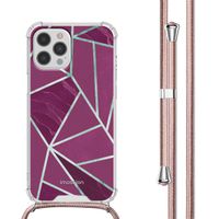 imoshion Design hoesje met koord iPhone 12 (Pro) - Bordeaux Graphic