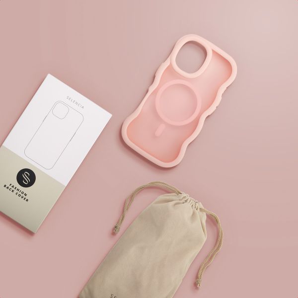 Selencia Wavy Backcover met MagSafe Apple iPhone 16 - Soft Pink