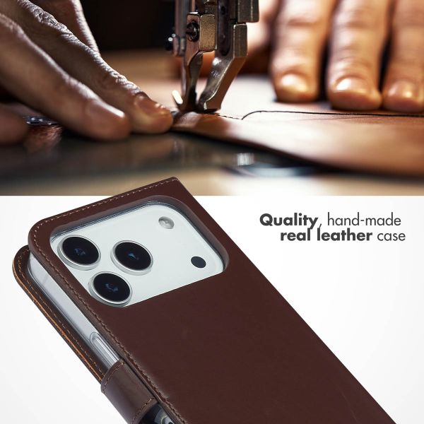 Selencia Genuine Leather Book Case Apple iPhone 17 Pro - Brown