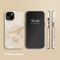 Selencia Vivid Tough Backcover met MagSafe iPhone 14 - Golden Beige Marble