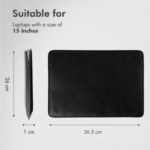 Accezz Leather laptop sleeve 15 inch - Black