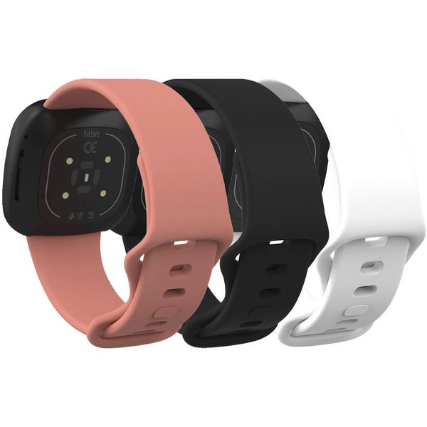 imoshion Siliconen bandje Multipack voor Fitbit Versa 4 / 3 / Sense (2) - Zwart / Wit / Oranje