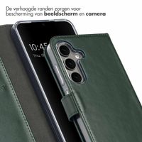 Selencia Echt Leren Bookcase Samsung Galaxy S25 - Groen