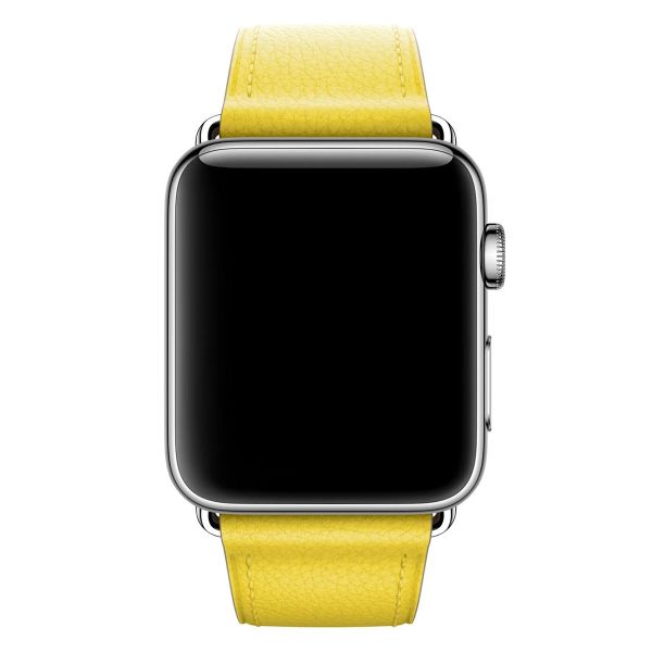 Apple Leather Band Classic Buckle Apple Watch Series 1 t/m 9 / SE (38/40/41 mm) | Series 10 / 11 (42 mm) - Spring Yellow