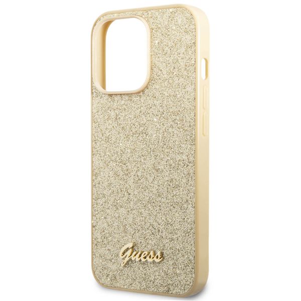 Guess Glitter Flakes Backcover Apple iPhone 14 Pro Max - Goud
