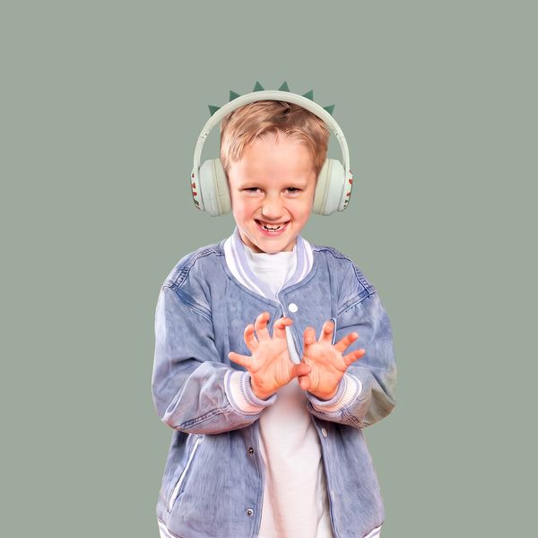 imoshion Draadloze Kinderkoptelefoon Dino - Decibelbegrenzer - Met AUX kabel - Brown / Orange