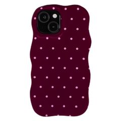 Selencia Vivid Wavy Backcover met MagSafe Apple iPhone 15 - Happy Dots Burgundy
