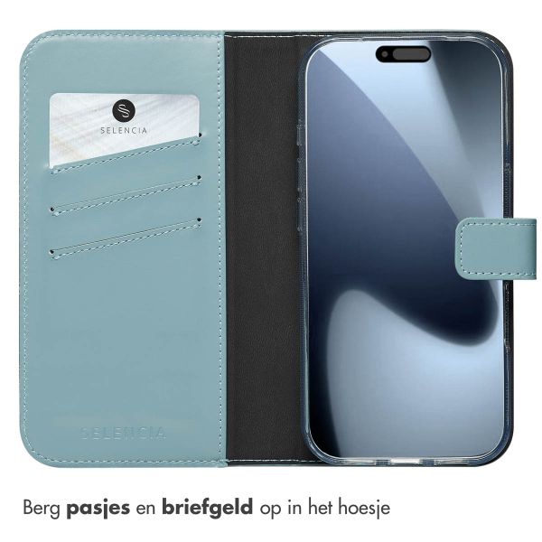 Selencia Echt Leren Bookcase Apple iPhone 17 Pro - Air Blue