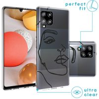 imoshion Design hoesje Samsung Galaxy A42 - Abstract Gezicht - Zwart