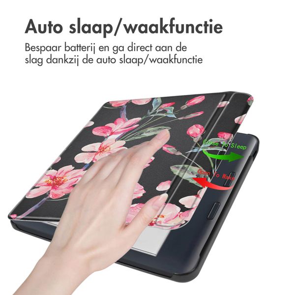 imoshion Design Slim Hard Case Sleepcover met stand Kobo Libra Colour - Blossom