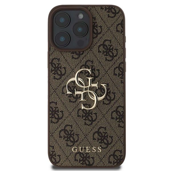 Guess 4G Metal Logo Backcover iPhone 16 Pro Max - Bruin