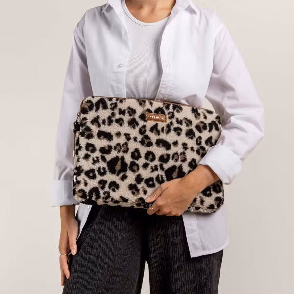 Selencia Teddy Laptop hoes 15-16 inch - Laptopsleeve - Leopard
