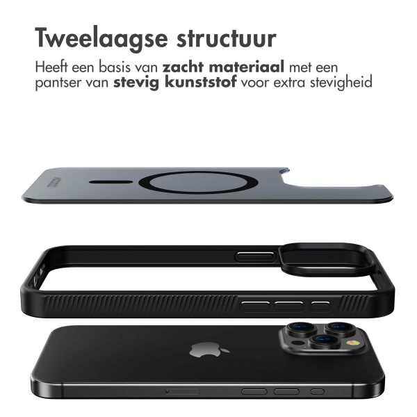 Accezz Rugged Frosted Backcover met MagSafe iPhone 15 Pro Max - Zwart